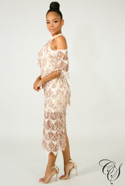 Margaret Fringe Sequin Midi Dress, Dresses - Designs By Cece Symoné