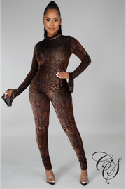 Mariam Animal Print Jumpsuit with Face Mask