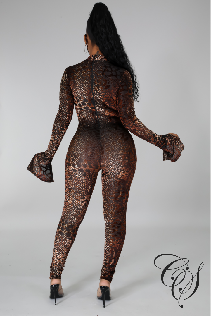 Mariam Animal Print Jumpsuit with Face Mask