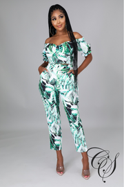 Marietta Green Tropical Pant Set