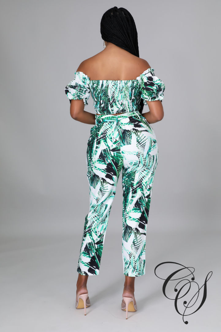 Marietta Green Tropical Pant Set