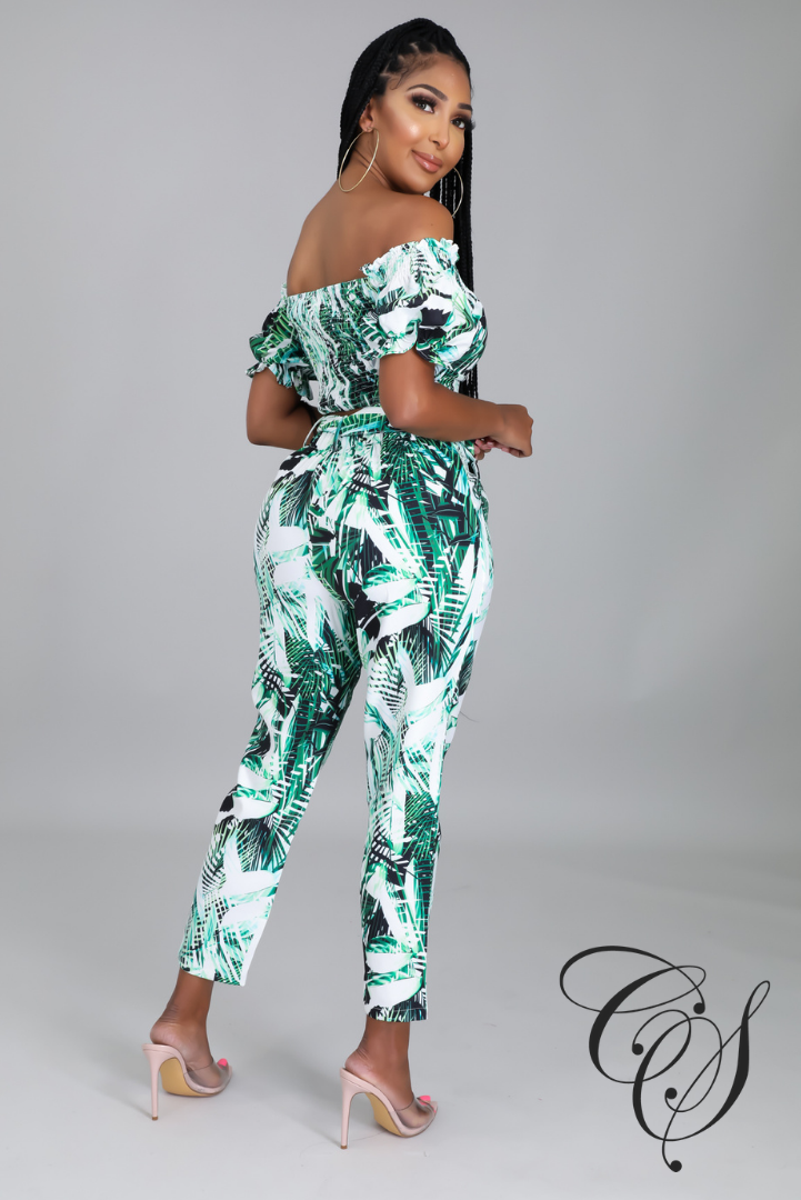 Marietta Green Tropical Pant Set