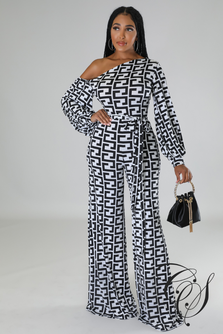 Marinda Monochrome Print Jumpsuit
