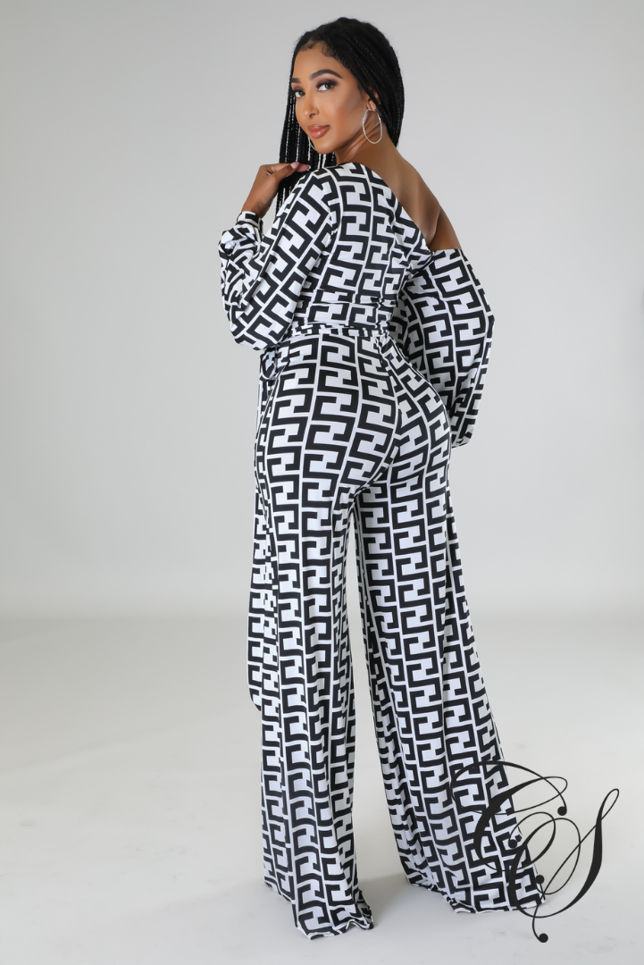 Marinda Monochrome Print Jumpsuit