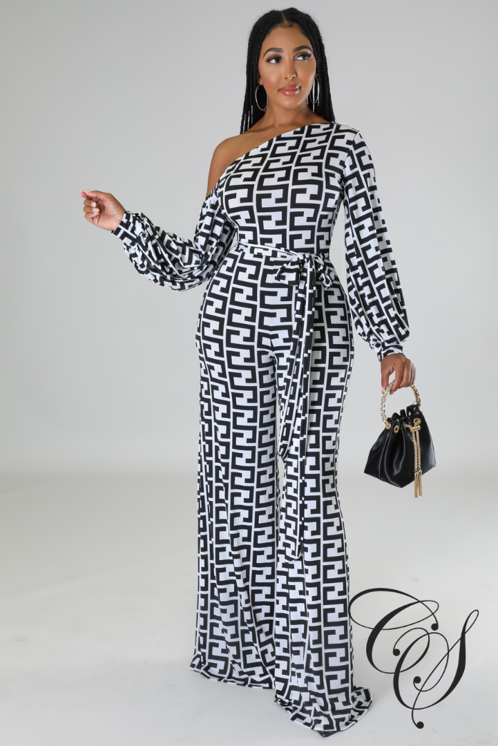 Marinda Monochrome Print Jumpsuit