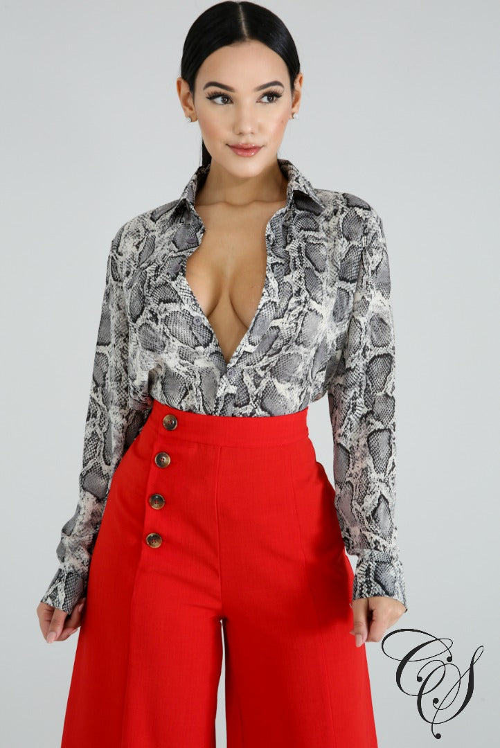 Marisol Sheer Snake Skin Blouse, top - Designs By Cece Symoné