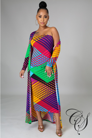 Martina Multi-Color Print Dress Set