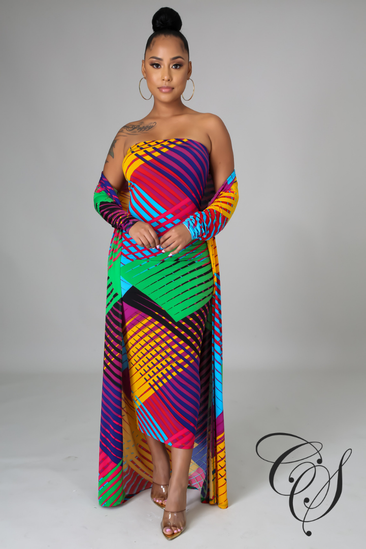 Martina Multi-Color Print Dress Set