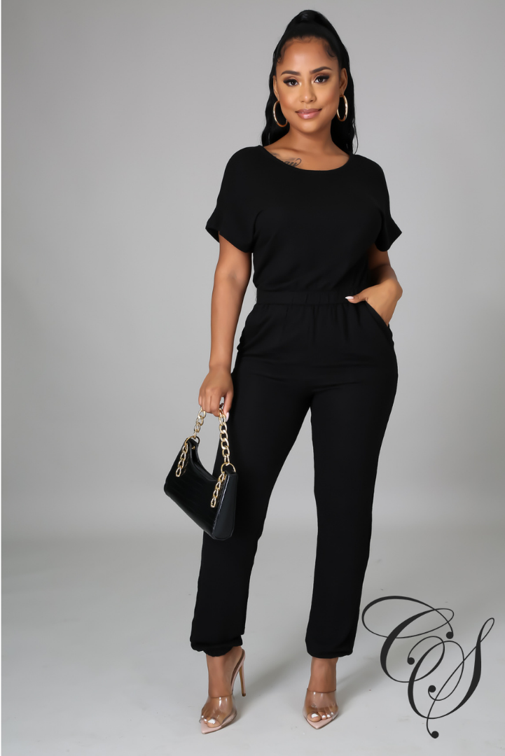 Mattie Short Sleeve Sweat Jumpsuit