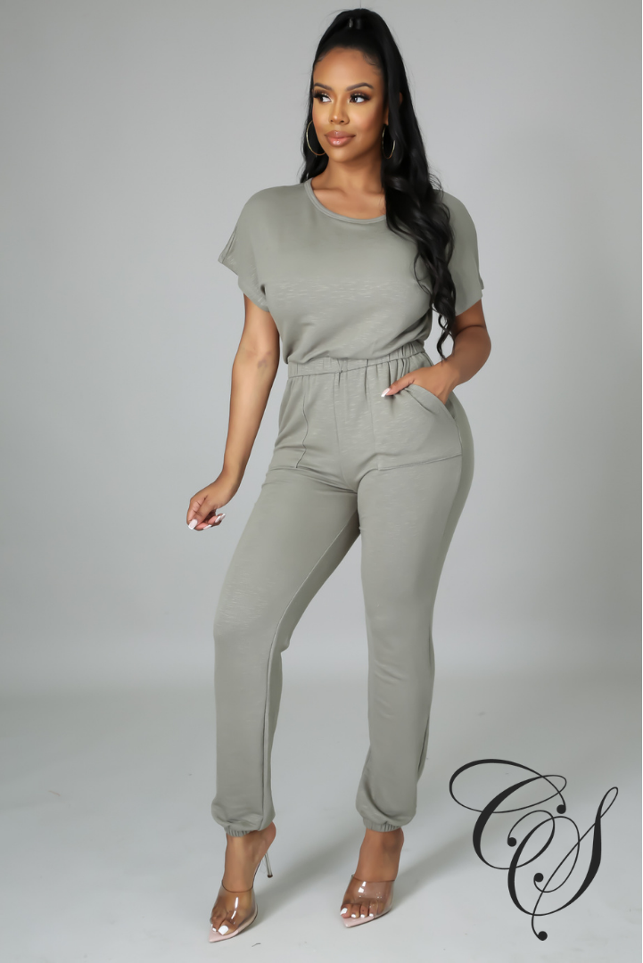 Mattie Short Sleeve Sweat Jumpsuit