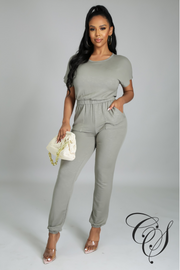 Mattie Short Sleeve Sweat Jumpsuit
