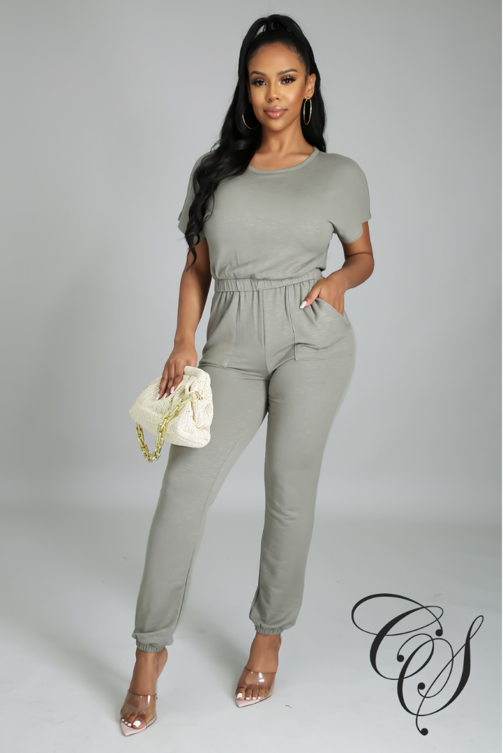 Mattie Short Sleeve Sweat Jumpsuit