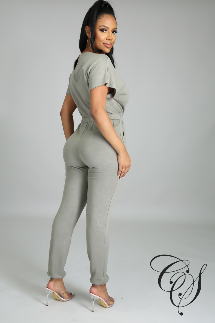 Mattie Short Sleeve Sweat Jumpsuit