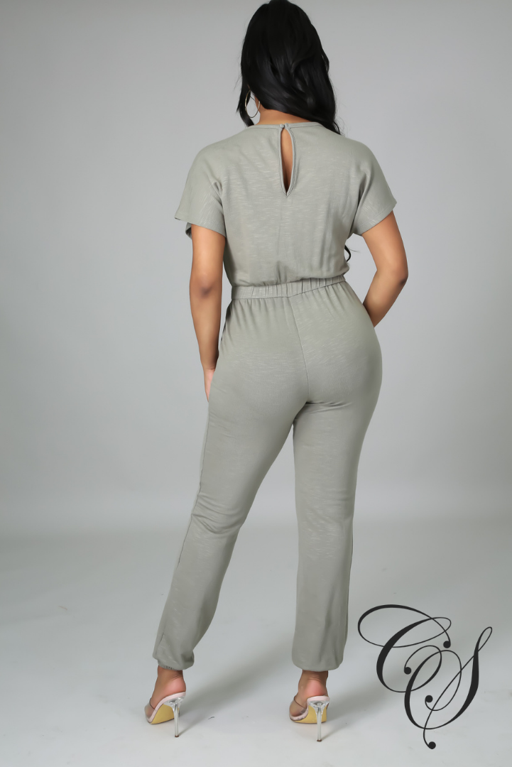 Mattie Short Sleeve Sweat Jumpsuit