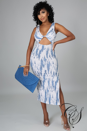 Meka Front Twist Cut out Printed Dress