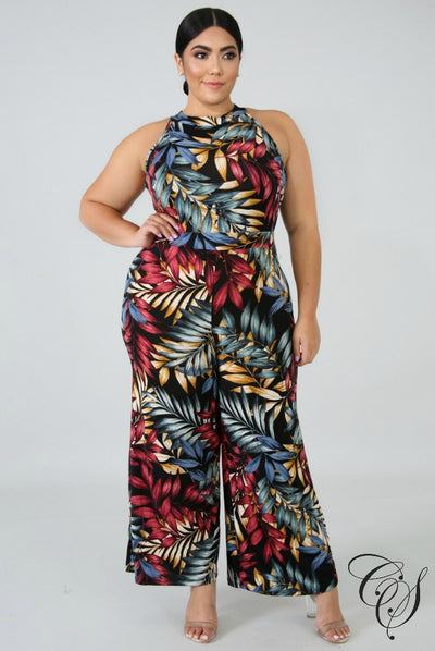Mel Exotic Leaves Jumper, Jumpsuit - Designs By Cece Symoné