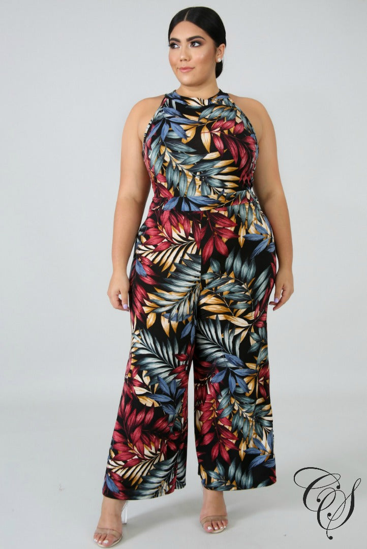 Mel Exotic Leaves Jumper, Jumpsuit - Designs By Cece Symoné