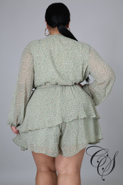 Meshia Mint Floral Print Romper