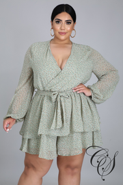 Meshia Mint Floral Print Romper