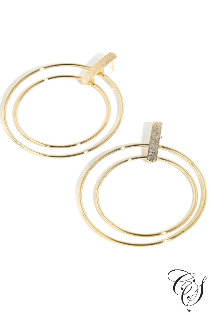 Metallic Double Hoop Drop Earrings, earrings - Designs By Cece Symoné