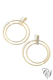 Metallic Double Hoop Drop Earrings, earrings - Designs By Cece Symoné