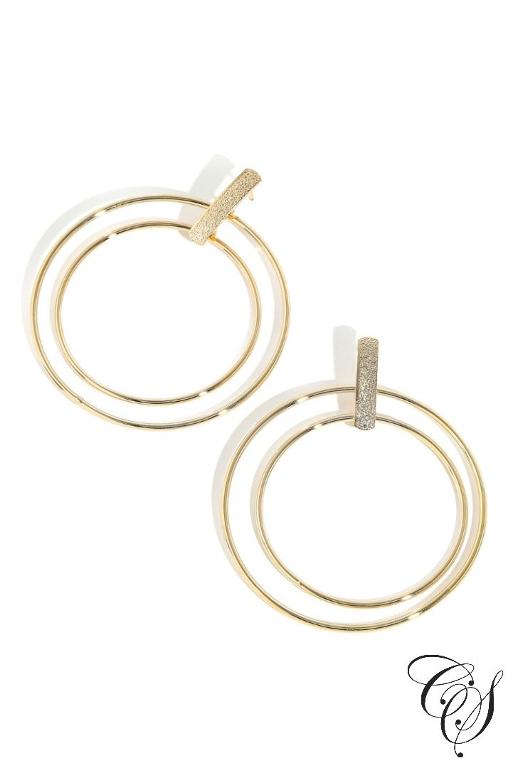 Metallic Double Hoop Drop Earrings, earrings - Designs By Cece Symoné