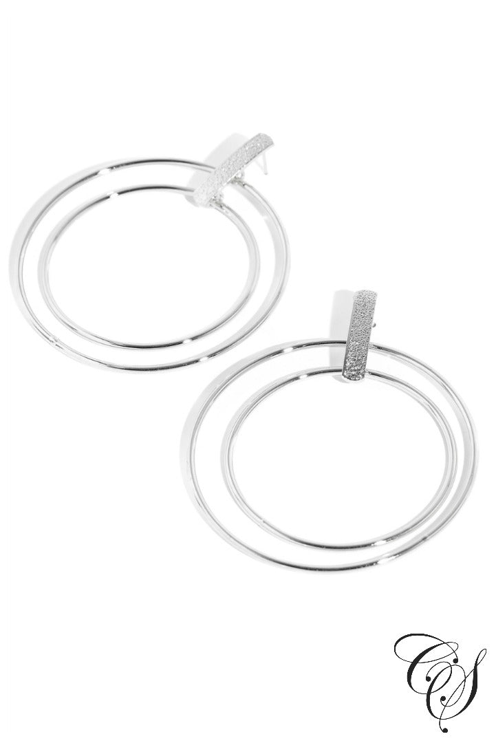 Metallic Double Hoop Drop Earrings, earrings - Designs By Cece Symoné
