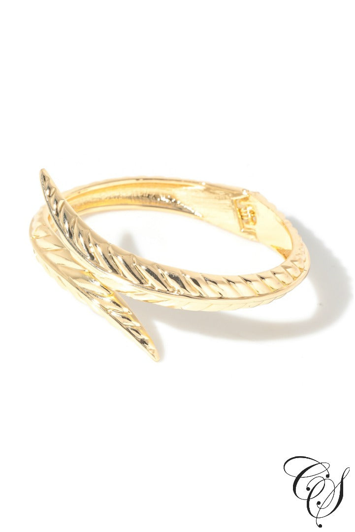 Metallic Leaf Hinge Cuff Bracelet, Bracelet - Designs By Cece Symoné