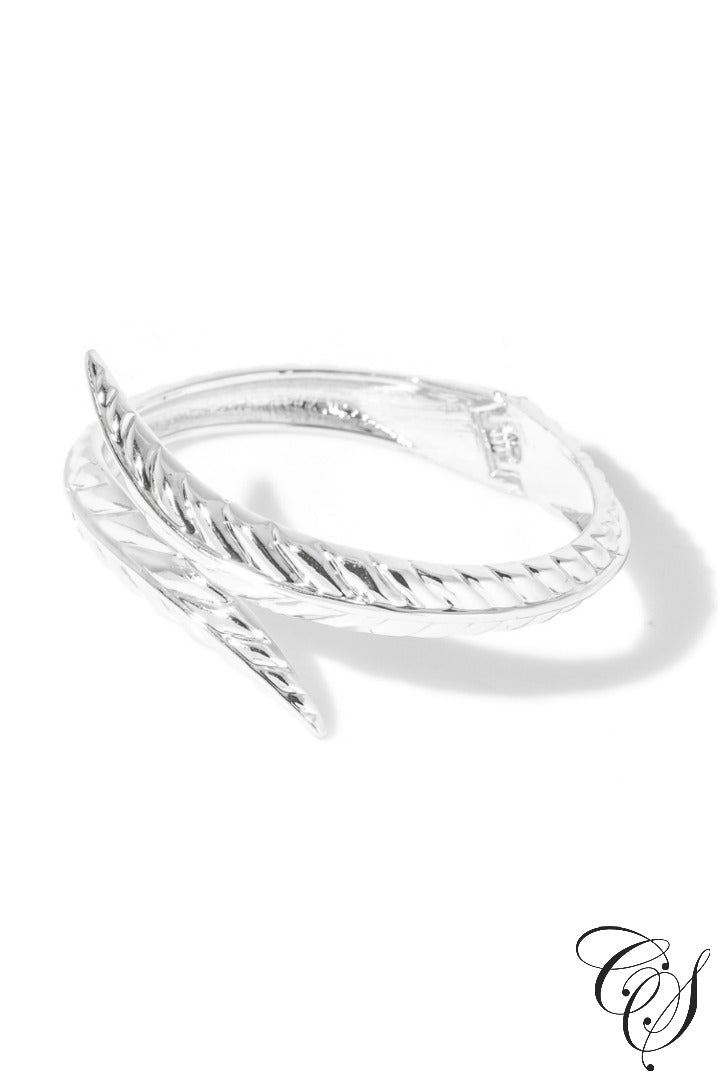 Metallic Leaf Hinge Cuff Bracelet, Bracelet - Designs By Cece Symoné