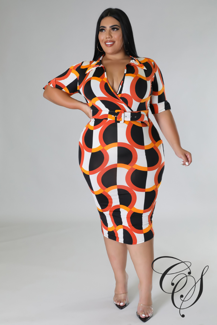 Mia Art Deco Print Dress