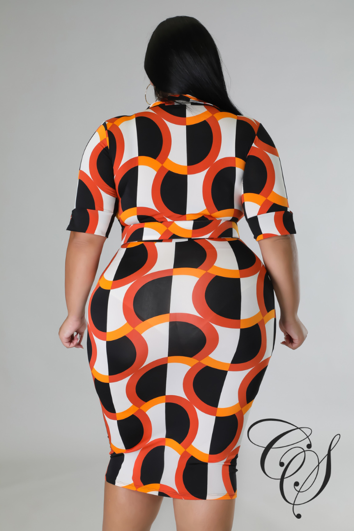 Mia Art Deco Print Dress