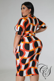 Mia Art Deco Print Dress