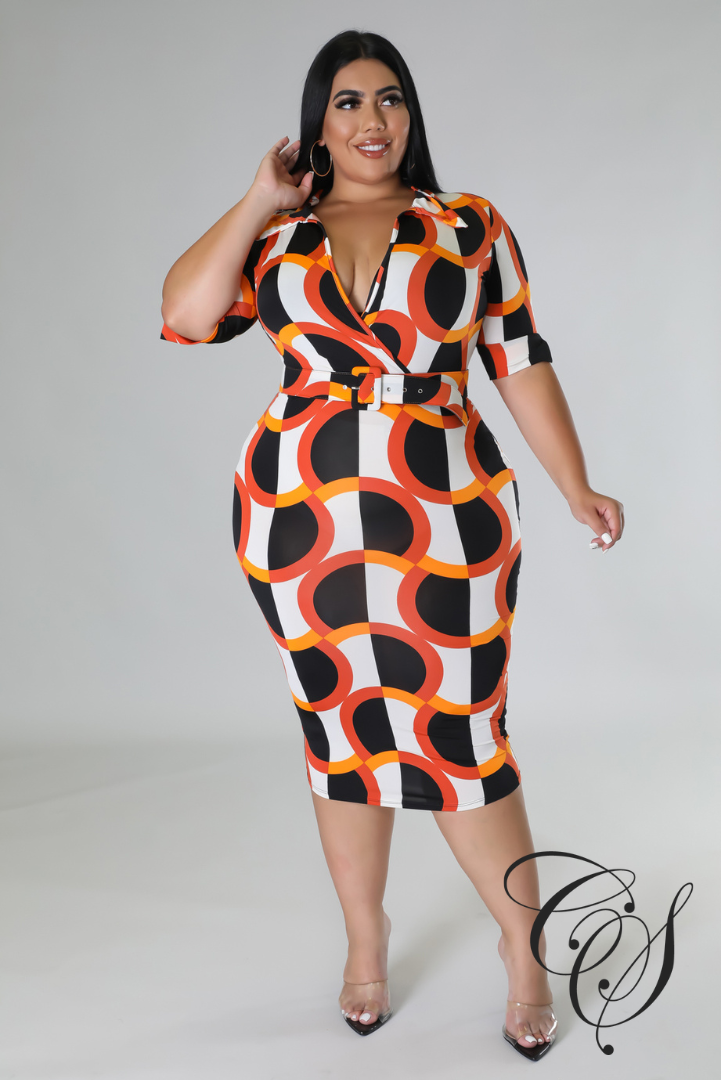 Mia Art Deco Print Dress