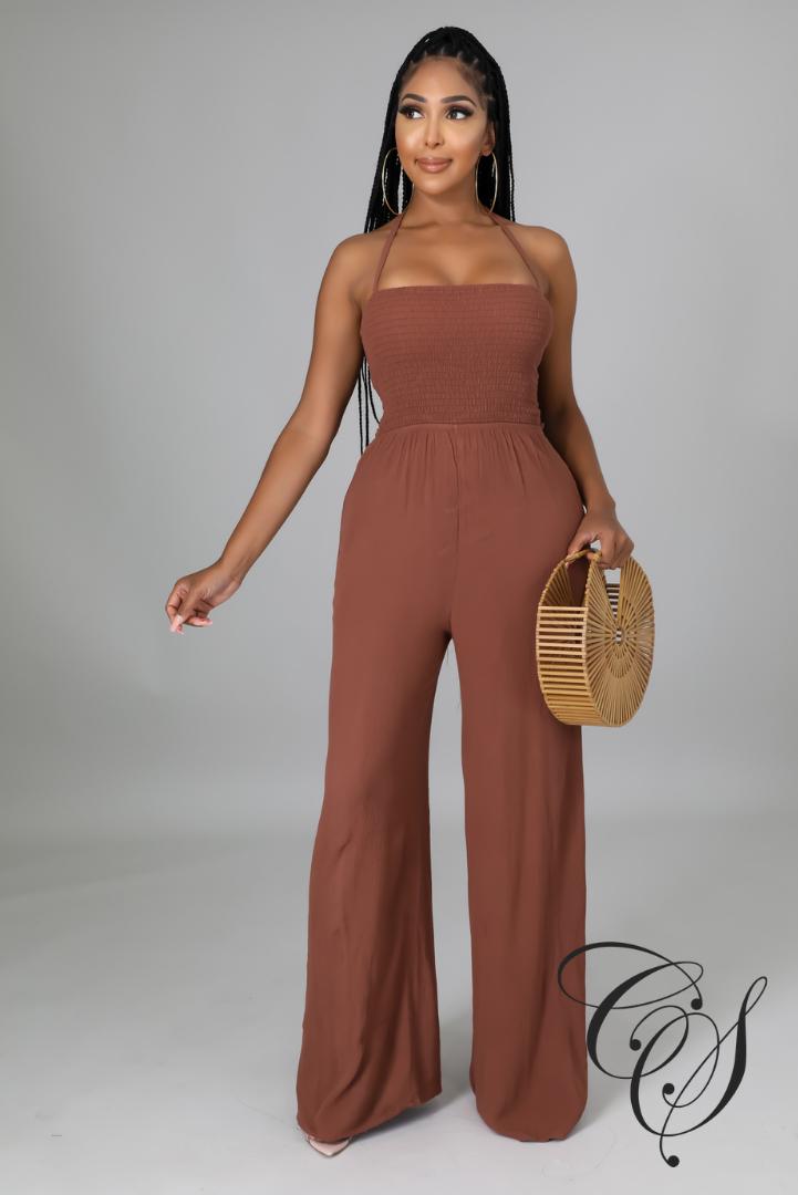 Mica Smocked Bar Back Jumpsuit