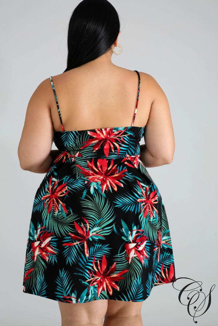 Miley Tropical Floral Flare Dress, Dresses - Designs By Cece Symoné