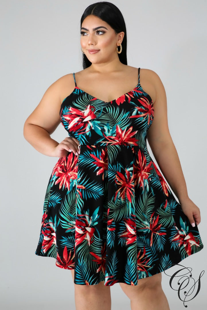 Miley Tropical Floral Flare Dress, Dresses - Designs By Cece Symoné