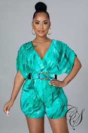 Millie Multi Printed Chiffon Romper w/ Belt