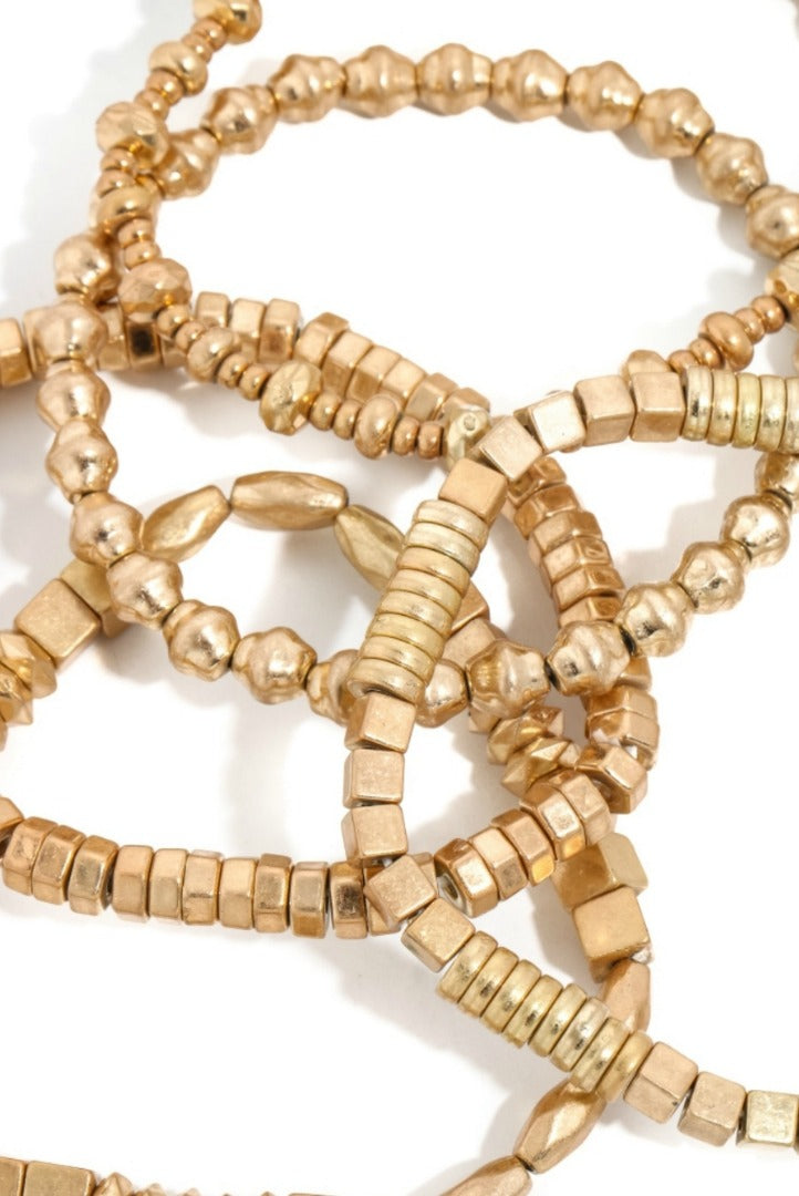 Mixed Metallic Beaded Bracelet Set, Bracelet - Designs By Cece Symoné
