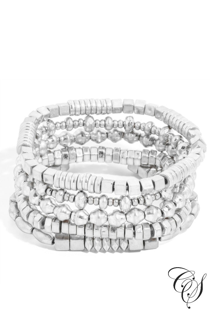 Mixed Metallic Beaded Bracelet Set, Bracelet - Designs By Cece Symoné