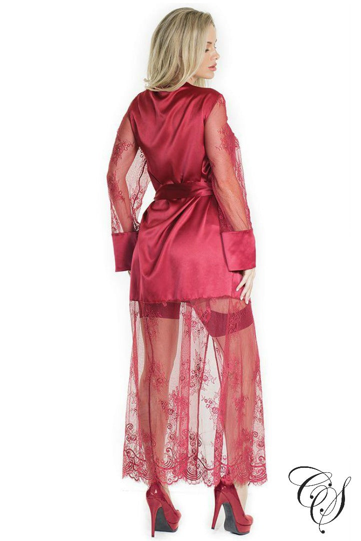 Modern Love Merlot Satin Robe, Robe - Designs By Cece Symoné