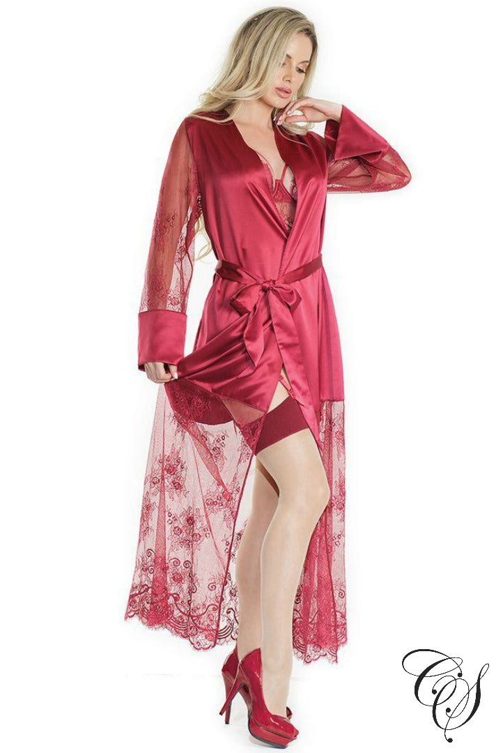 Modern Love Merlot Satin Robe, Robe - Designs By Cece Symoné