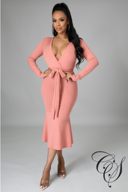 Monica Belted Knit Midi Dress