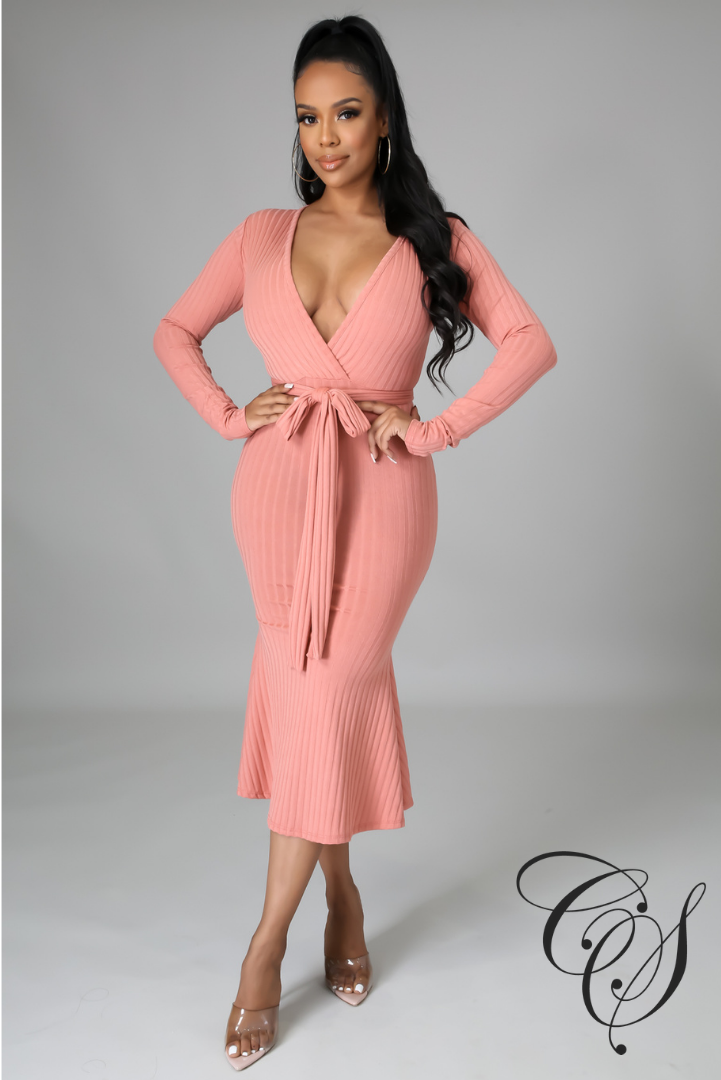 Monica Belted Knit Midi Dress