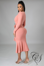 Monica Belted Knit Midi Dress