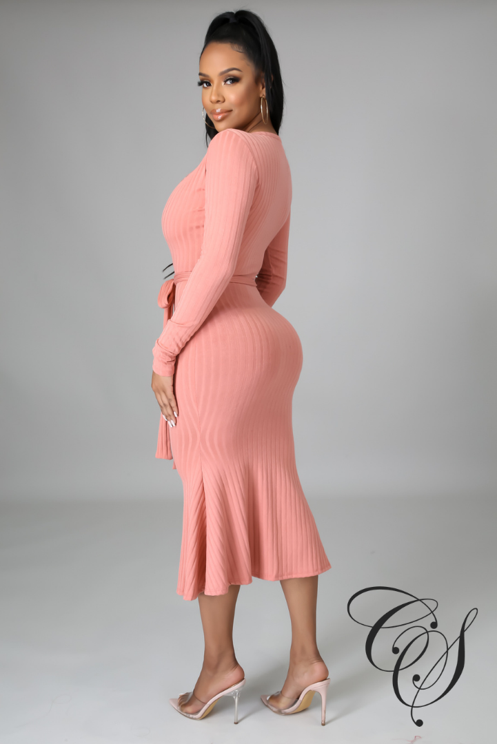 Monica Belted Knit Midi Dress