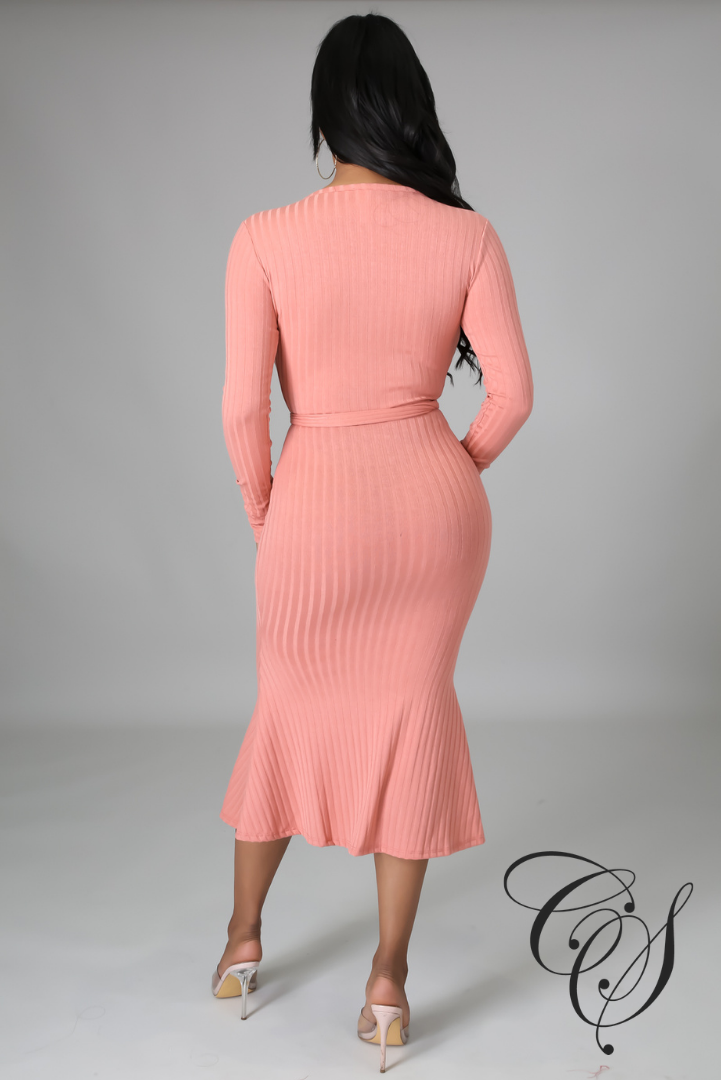 Monica Belted Knit Midi Dress