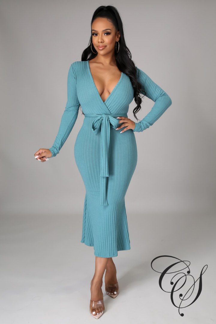 Monica Belted Knit Midi Dress