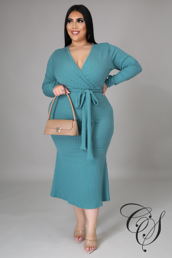 Monica Belted Knit Midi Dress