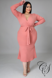 Monica Belted Knit Midi Dress