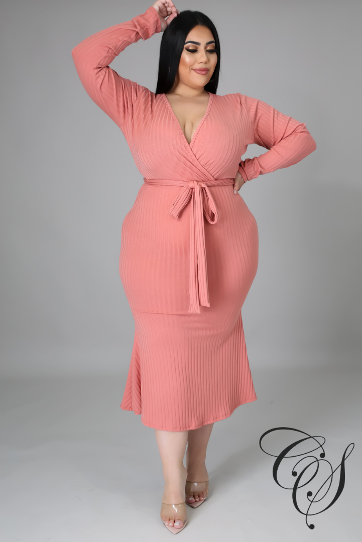 Monica Belted Knit Midi Dress